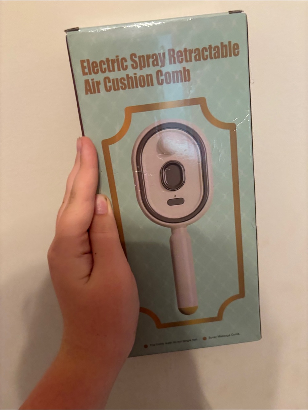 Electric Spray Retractable Air Cushion Comb - Mint/Gold
